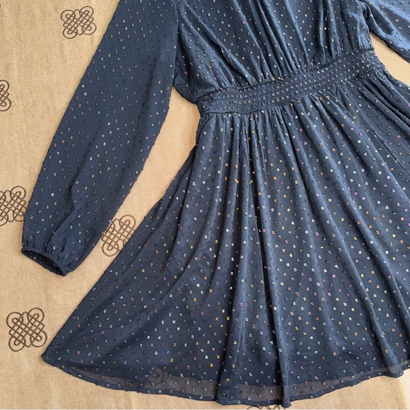 Torrid NWT! Mini Rainbow Clip Dot Blouson Sleeve Dress In Black Size 00 (M/L) - Picture 3 of 15